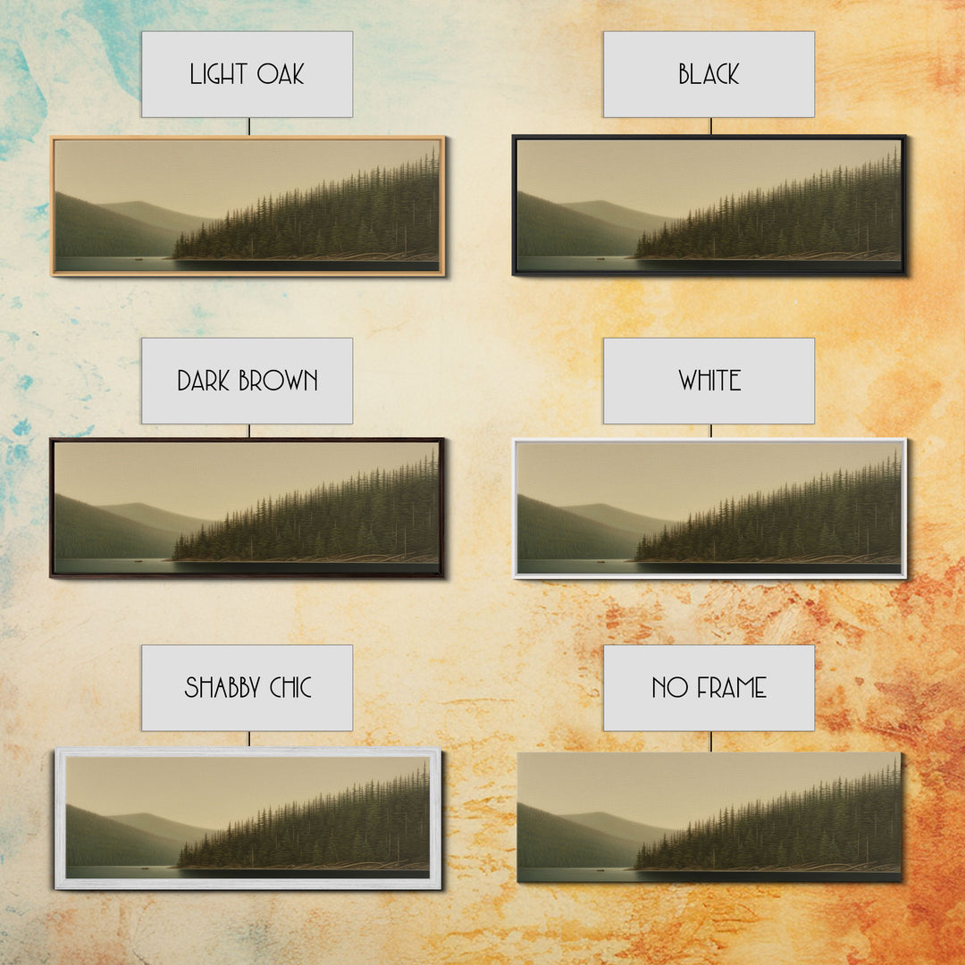 Lake Wall Art Print, Nature, Water, Trees, Fishing Boat, Wall Decor, Large Canvas Art Print, Panoramic, Wall Art, Canvas Print