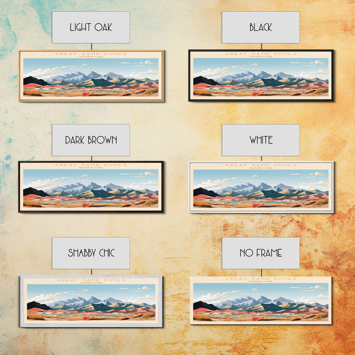 Great Sand Dunes National Park, Panoramic Colorado Travel Art, National Park Print, Minimalist Travel Art, Midcentury Modern Style Landscape