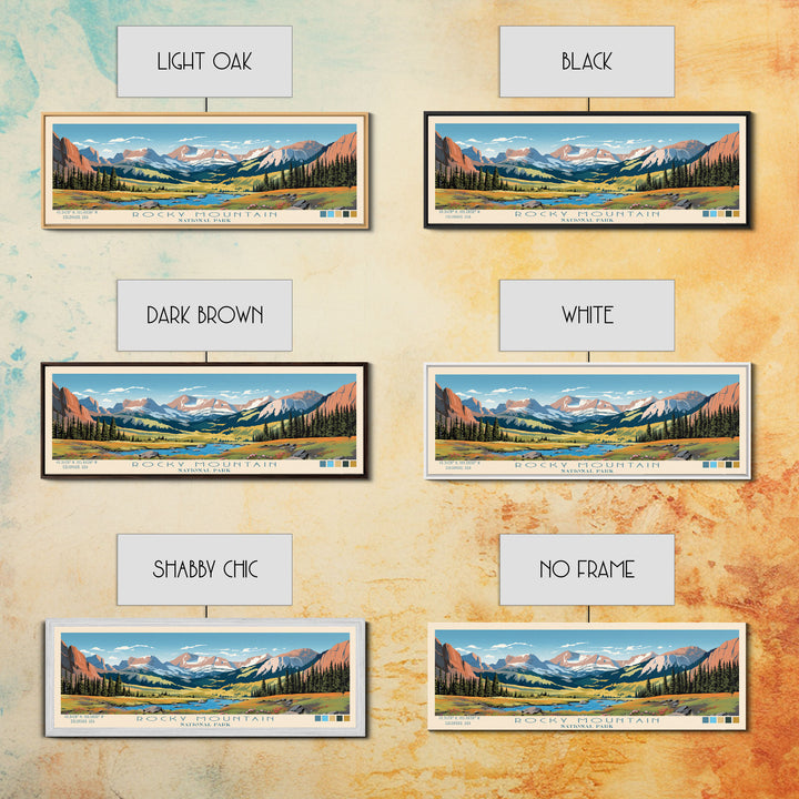 Rocky Mountain National Park Panoramic Colorado Travel Art, National Park Print, Minimalist Travel Art, Midcentury Modern Style Landscape