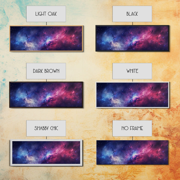 The Cosmic Balance, Framed Canvas Print Wall Art, Space Art, Galaxy Print, Turquoise and Pink Starry Night Sky