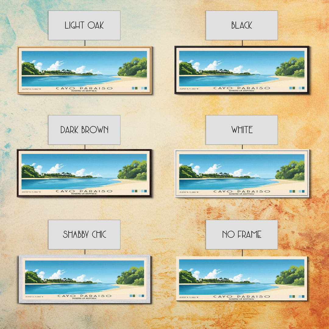 Cayo Paraiso, Dominican Republic Panoramic Beach Print, Vacation Gift, Dominican Republic Wall Art, Beach Painting, Beach Decor, Beach Painting