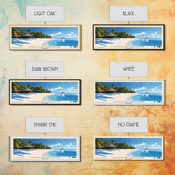 Cocoa Island, Maldives Panoramic Print, Vacation Gift, Maldives Wall Art, Beach Painting, Beach Decor, Large Wall Art, Wood Frame Art