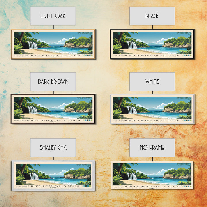 Dunn’s River Falls Beach, Jamaica Panoramic Beach Print, Vacation Gift, Jamaica Wall Art, Beach Painting, Beach Decor, Beach Painting