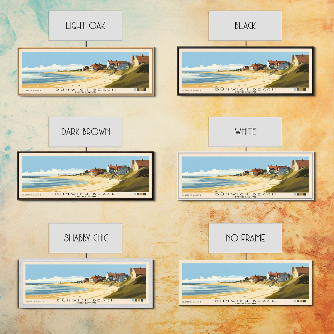 Dunwich Beach, United Kingdom Panoramic Print, Vacation Gift, United Kingdom Wall Art, Beach Painting, Beach Decor, Large Wall Art, Wood Frame Art