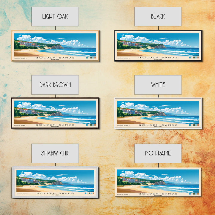 Golden Sands, Bulgaria Panoramic Print, Vacation Gift, Bulgaria Wall Art, Beach Painting, Beach Decor, Large Wall Art, Wood Frame Art