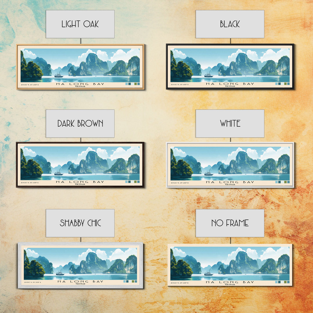 Ha Long Bay, Vietnam Panoramic Print, Vacation Gift, Vietnam Wall Art, Beach Painting, Beach Decor, Large Wall Art, Wood Frame Art