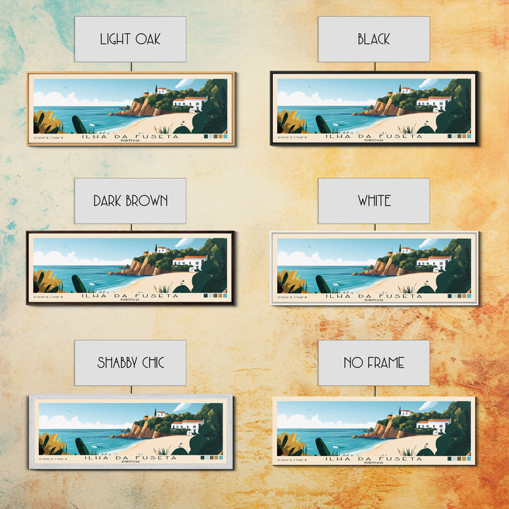 Ilha da Fuseta, Portugal Panoramic Print, Vacation Gift, Portugal Wall Art, Beach Painting, Beach Decor, Large Wall Art, Wood Frame Art