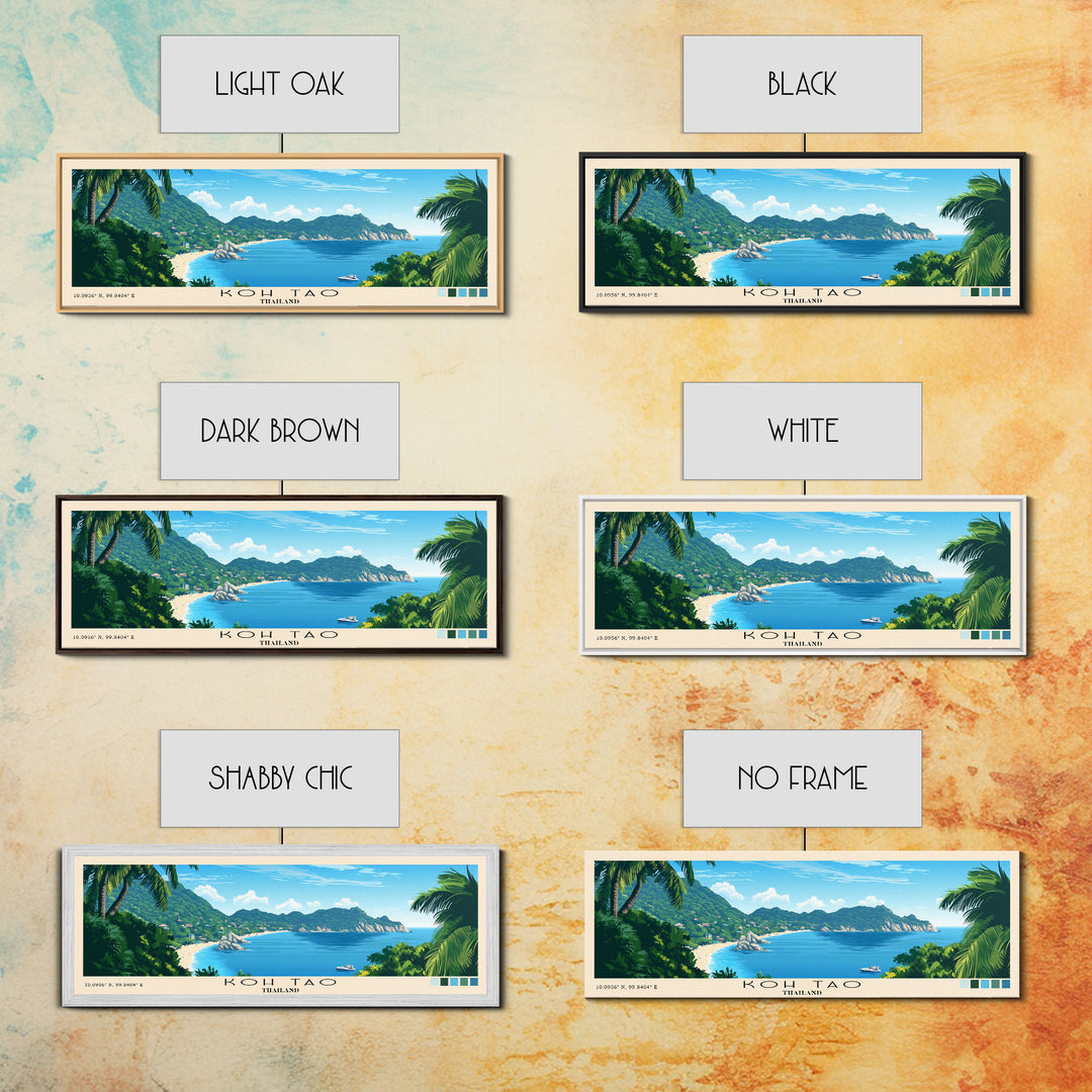 Koh Tao, Thailand Panoramic Beach Print, Vacation Gift, Thailand Wall Art, Beach Painting, Beach Decor, Beach Painting