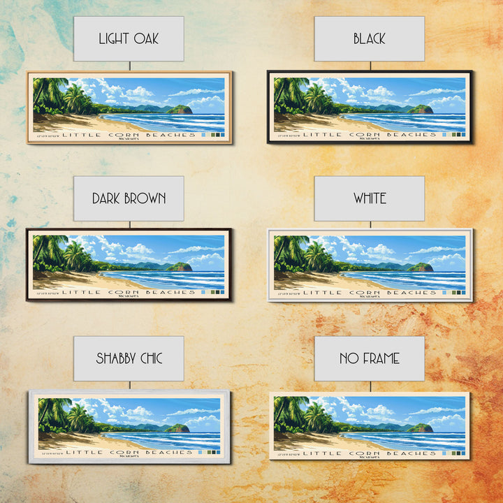 Little Corn beaches, Nicaragua Panoramic Beach Print, Vacation Gift, Nicaragua Wall Art, Framed Canvas Print, Framed Beach Painting