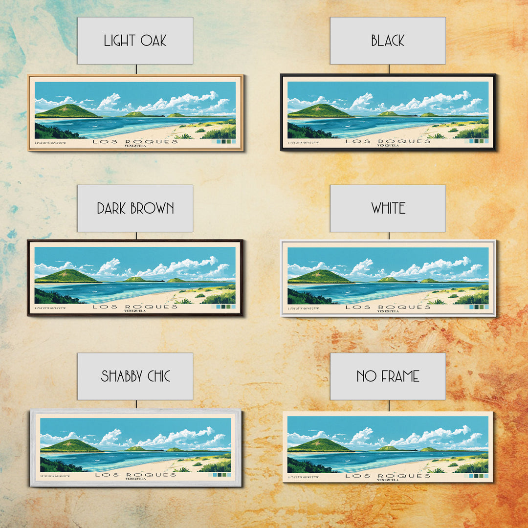 Los Roques, Venezuela Panoramic Beach Print, Vacation Gift, Venezuela Wall Art, Beach Painting, Beach Decor, Beach Painting