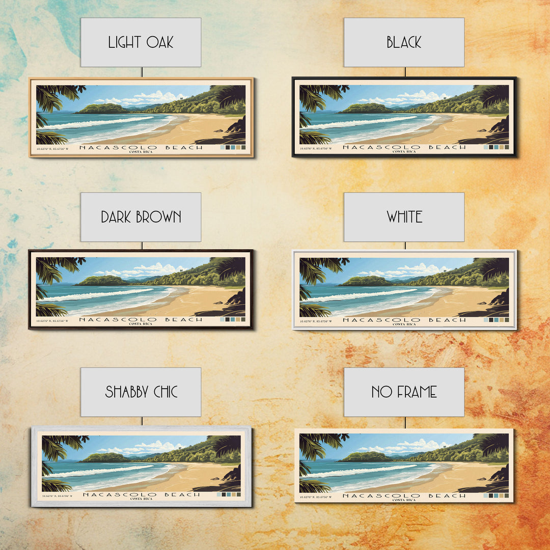 Nacascolo Beach, Costa Rica Panoramic Print, Vacation Gift, Costa Rica Wall Art, Beach Painting, Beach Decor, Large Wall Art, Wood Frame Art