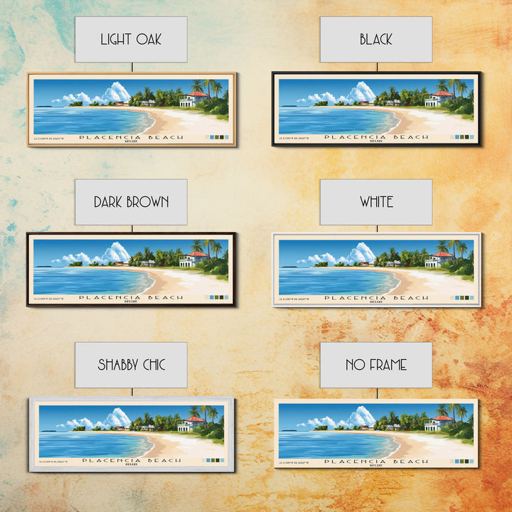 Placencia Beach, Belize Panoramic Print, Vacation Gift, Belize Wall Art, Beach Painting, Beach Decor, Large Wall Art, Wood Frame Art
