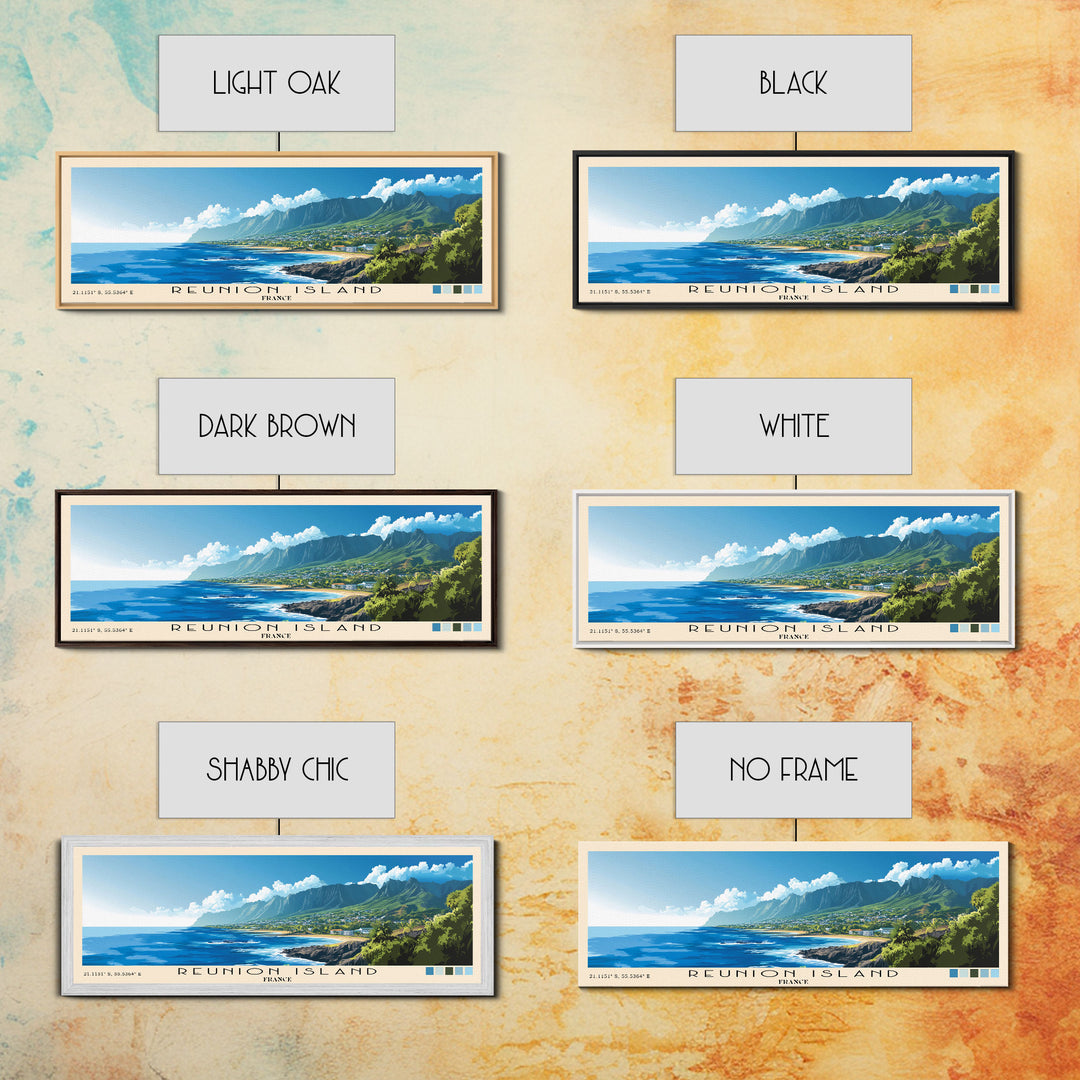 Reunion Island, France Panoramic Beach Print, Vacation Gift, France Wall Art, Beach Painting, Beach Decor, Beach Painting