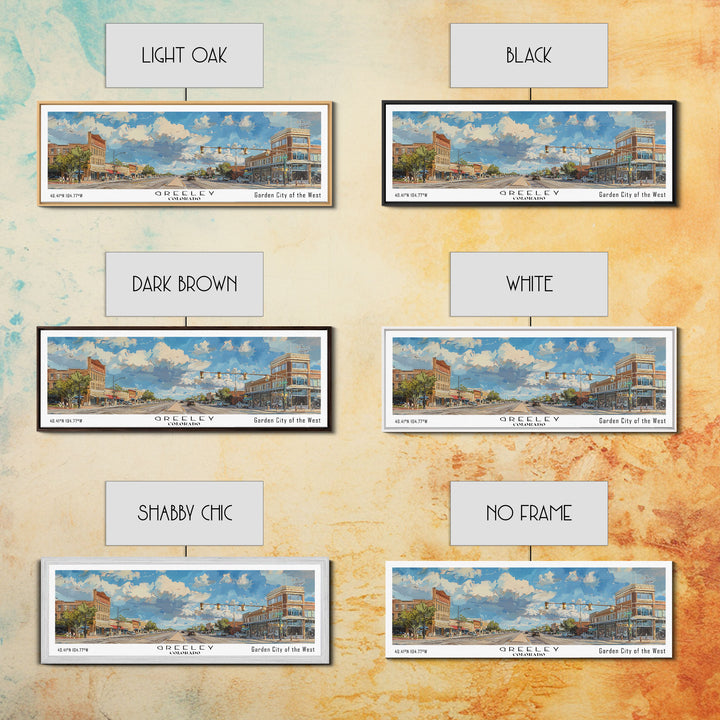 Greeley Colorado Panoramic Watercolor Painting, Urban Framed Canvas Print, Cityscape Wall Art for Living Room, Travel Poster, Home Decor, City Gift Idea