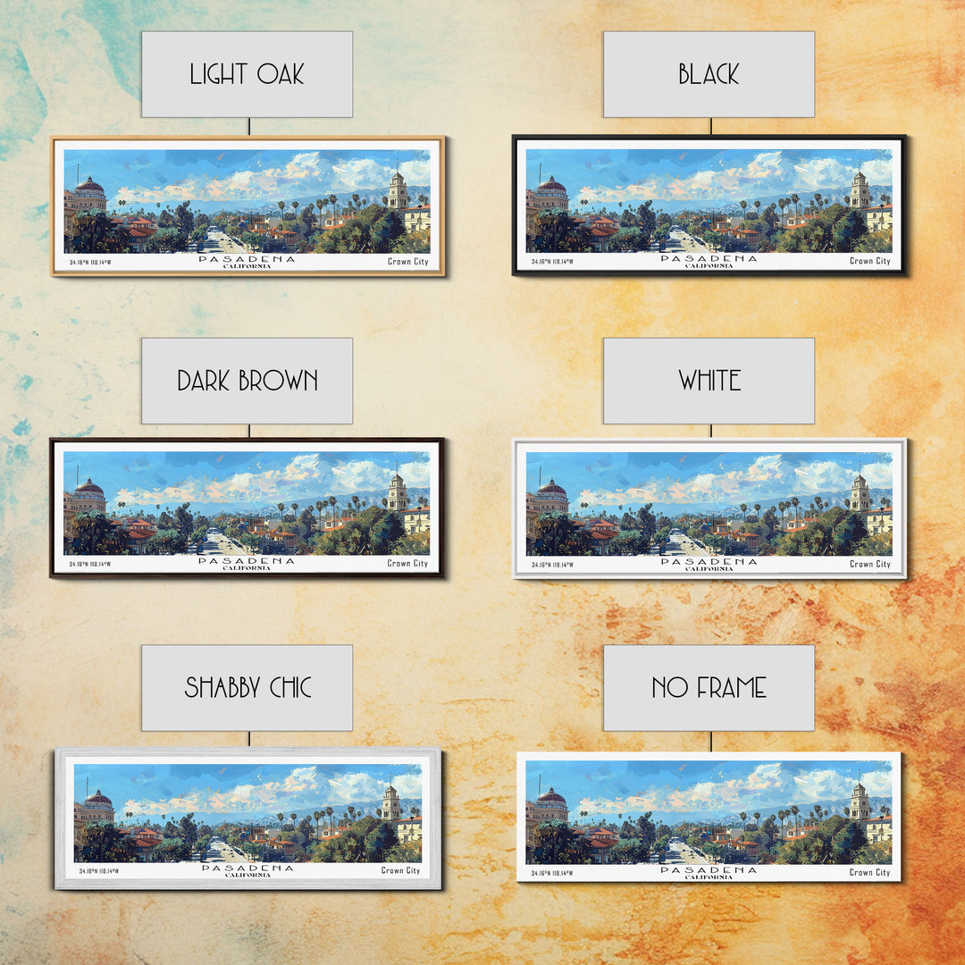 Pasadena California Panoramic Painting, Framed Canvas Print, Stunning Cityscape Watercolor Art, Travel Poster, Modern Home Decor, Unique Gift