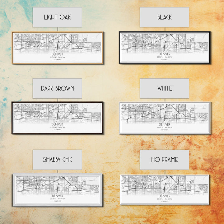 Panoramic Denver City Map, Colorado Art, Map Print, Minimalist Wall Art, Canvas Art, Housewarming Gift, Street Map Art, Closing Gift