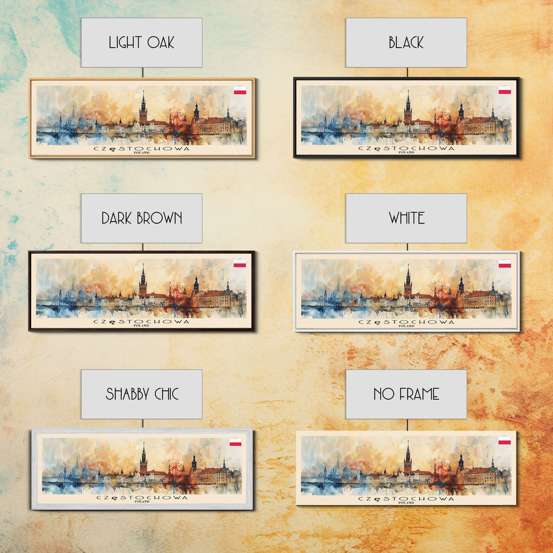 Czestochowa Poland Travel Art, City Art, Framed Canvas Print or Metal Wall Art, Europe Travel Poster, Panoramic Wall Art, Extra Wide Wall Art