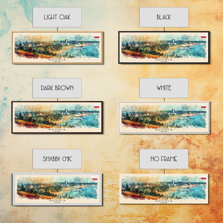 Gdynia Poland Travel Art, City Art, Framed Canvas Print or Metal Wall Art, Europe Travel Poster, Panoramic Wall Art, Extra Wide Wall Art