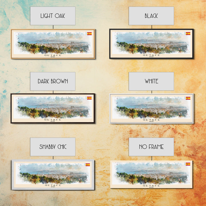 Getafe Spain Panoramic Travel Poster, Framed Canvas Print or Metal Wall Art, Travel Art, Home Decor, Panoramic Painting, Midcentury Art