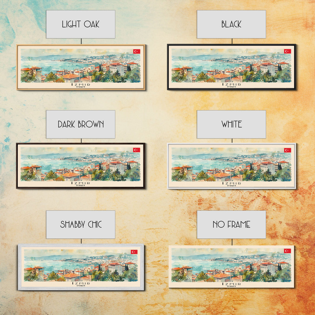 Izmir Turkey Travel Print Wall Art, Panoramic City Art, Travel Art, Wall Decor, Vacation Gift, Framed Canvas Print Or Metal Art