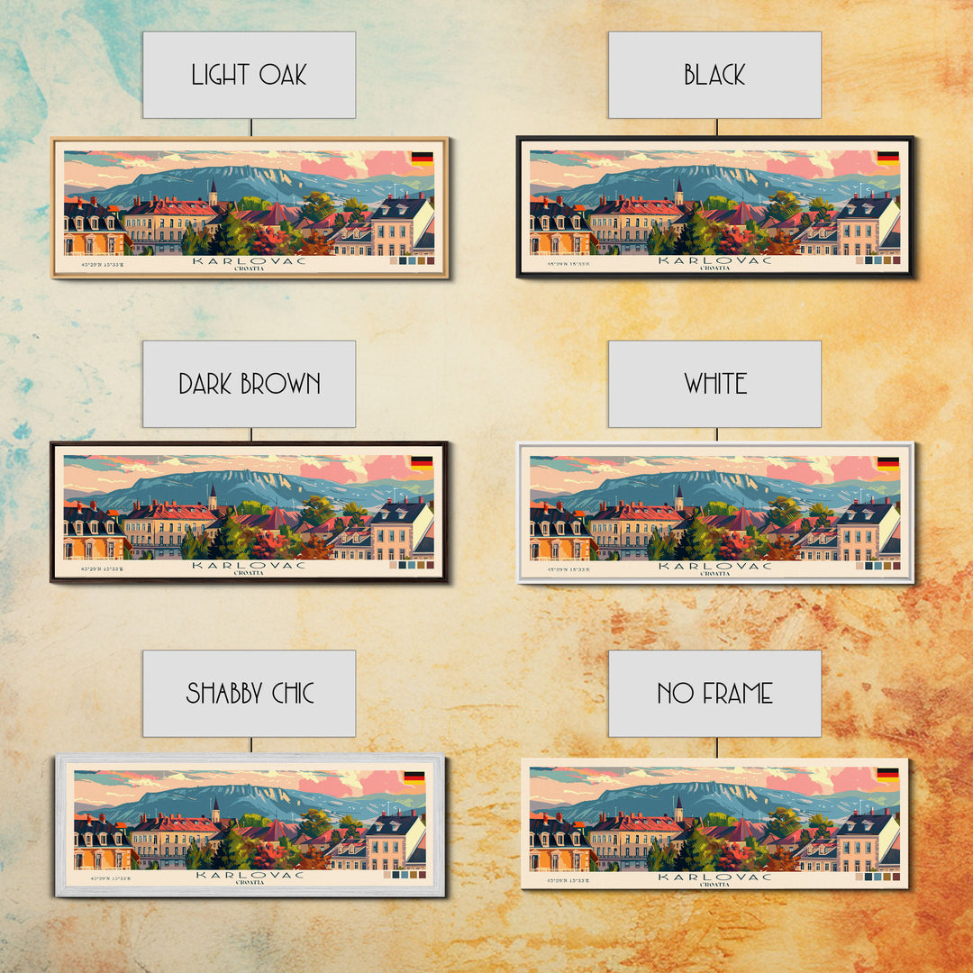 Karlovac Croatia Travel Art, City Art, Framed Canvas Print or Metal Wall Art, Europe Travel Poster, Panoramic Wall Art, Extra Wide Wall Art