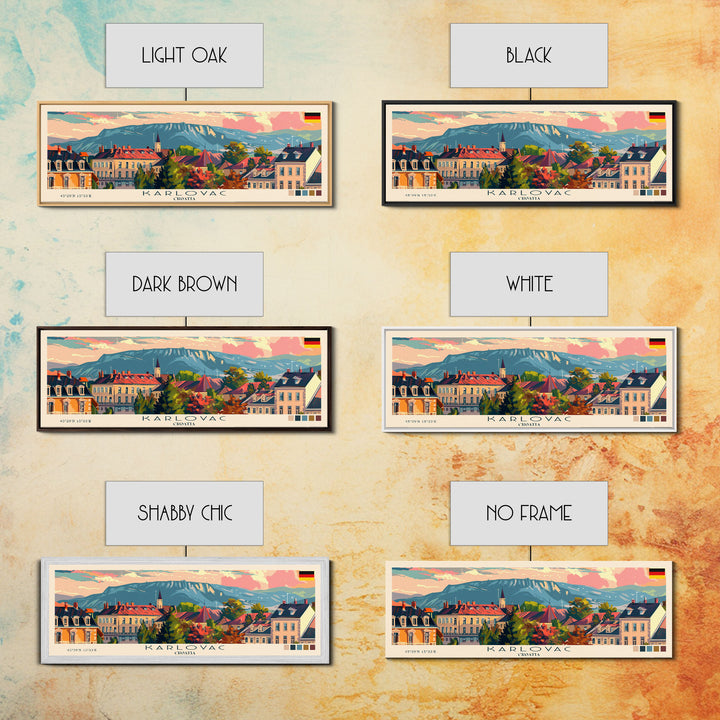 Karlovac Croatia Travel Art, City Art, Framed Canvas Print or Metal Wall Art, Europe Travel Poster, Panoramic Wall Art, Extra Wide Wall Art