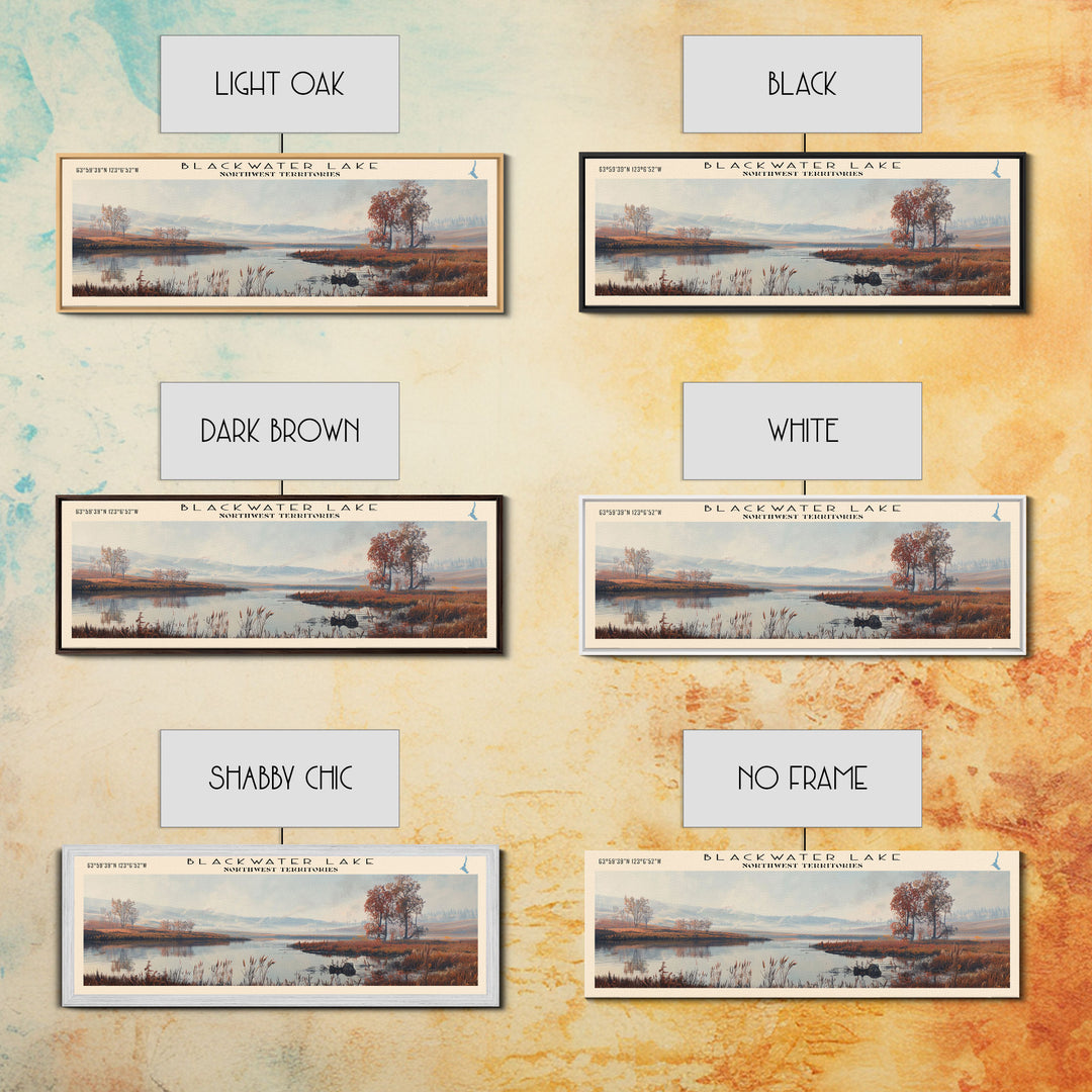 Blackwater Lake Framed Canvas Print, Lake House Decor, Panoramic Scenic View, Travel Poster, Minimalist Art, Lake Painting