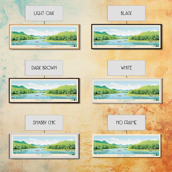 Lake Taneycomo Missouri Framed Canvas Print, Panoramic Wall Art, Midcentury Modern, Pop Art, Bedroom Art, Travel Poster, Lake House Decor