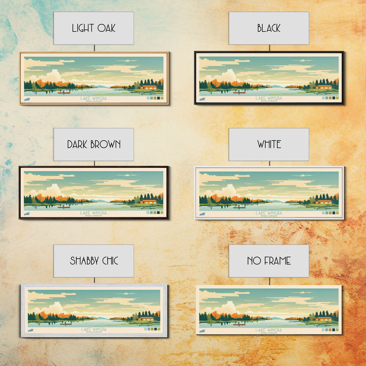 Lake Wingra, Wisconsin Panoramic Wall Art Framed Canvas Print, Midcentury Modern, Pop Art, Home Decor, Travel Poster, Bedroom Art