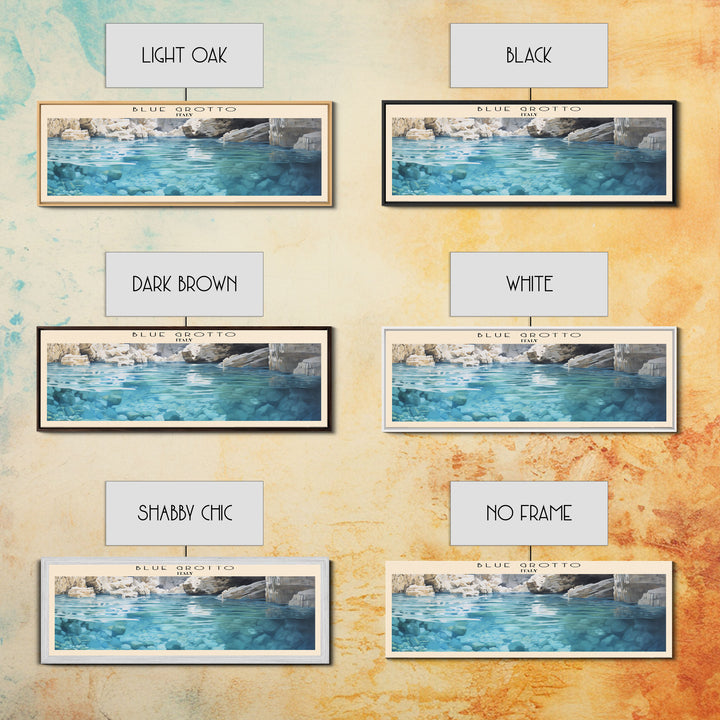 Blue Grotto Retro Style Travel Poster - Framed Canvas Print - COUNTRY Travel Decor | Vintage Style Home Decor - Travel Print - Wall Art