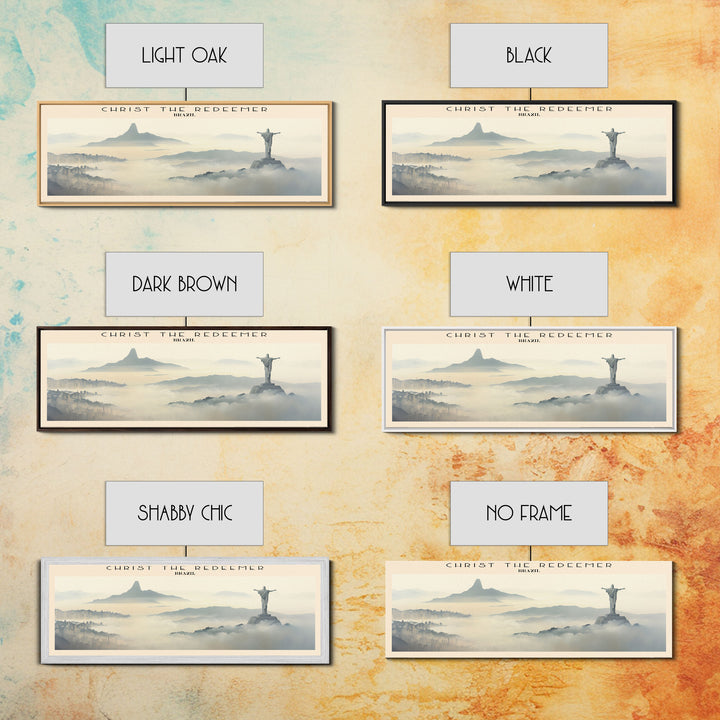 Christ the Redeemer Travel Art Framed Canvas Print, COUNTRY Wall Decor, Home Decor, Travel Poster, Vintage Wall Art, Watercolor Painting