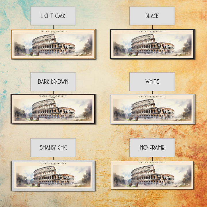 Colosseum Retro Style Travel Poster - Framed Canvas Print - COUNTRY Travel Decor | Vintage Style Home Decor - Travel Print - Wall Art