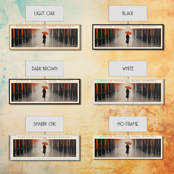 Kyoto Fushimi Inari Shrine Travel Art Framed Canvas Print, COUNTRY Wall Decor, Home Decor, Travel Poster, Vintage Wall Art, Watercolor Painting