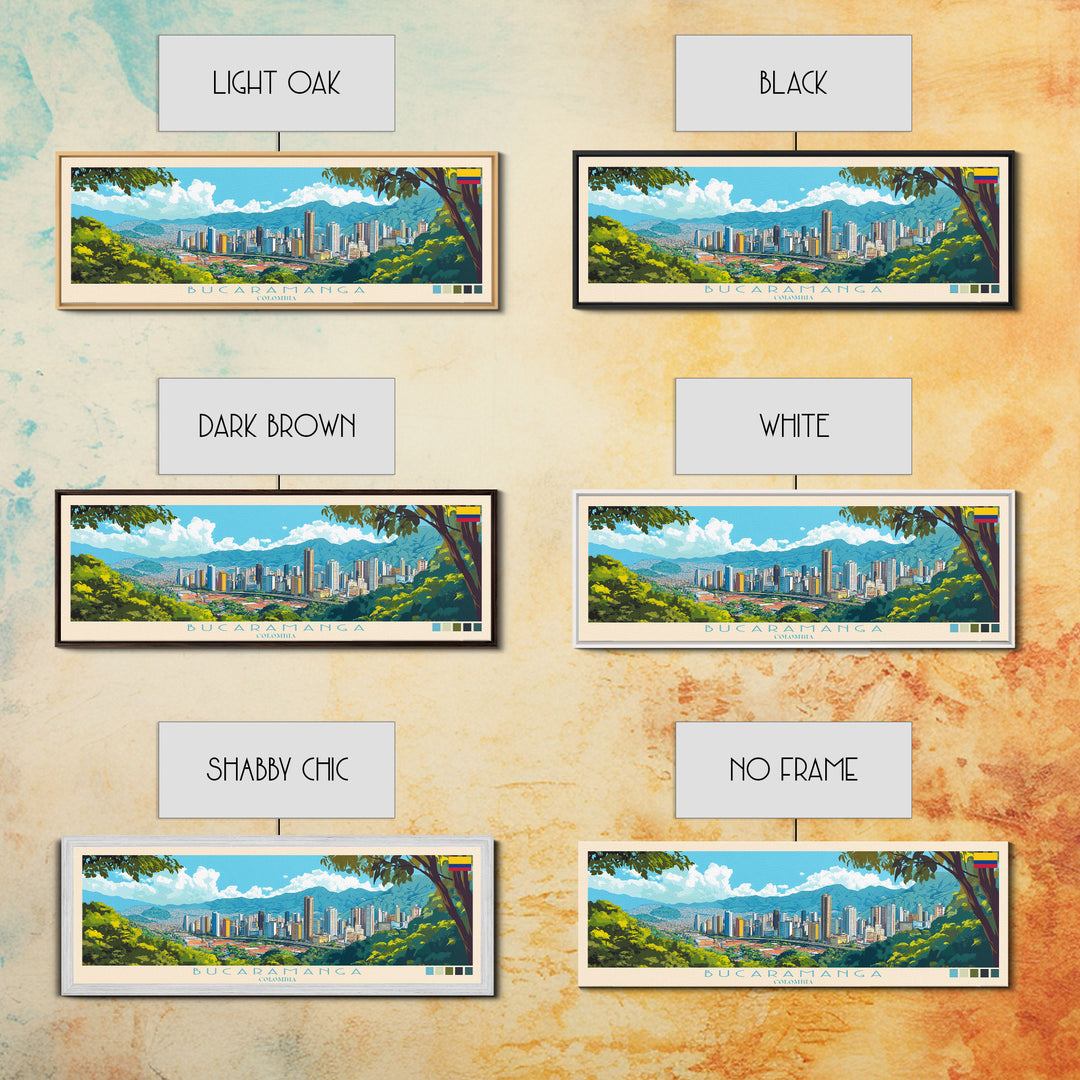 Bucaramanga, Colombia Panoramic Travel Poster Canvas Print, Bucaramanga, Colombia Painting, Colombia Art, Bucaramanga Travel Art, Guest Room Painting