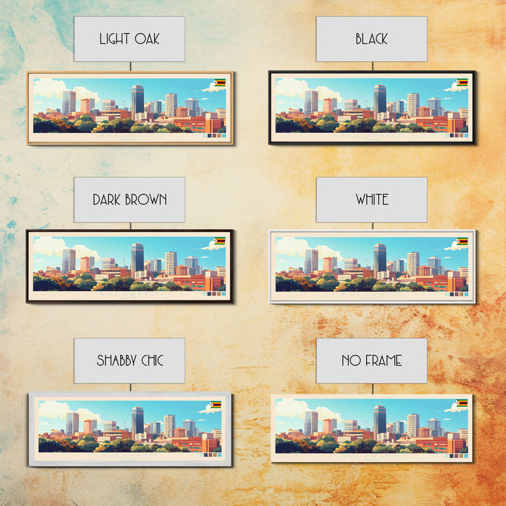 Bulawayo, Zimbabwe Travel Poster Panoramic Canvas Print, Bulawayo, Zimbabwe Painting, Zimbabwe Art, Bulawayo Travel Art, Guest Room Painting