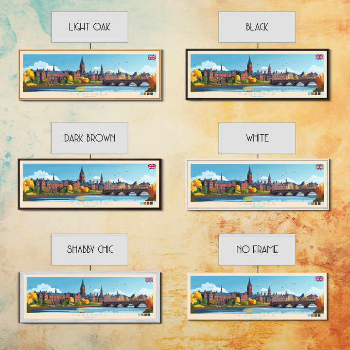 Carlisle, England Travel Poster Panoramic Canvas Print, Carlisle, England Painting, England Art, Carlisle Travel Art, Guest Room Painting