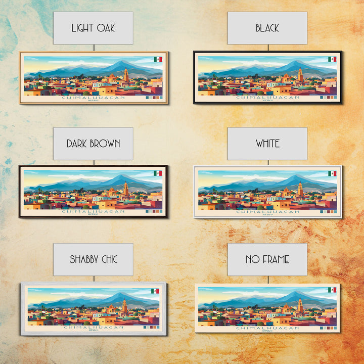 Chimalhuacan, Mexico Panoramic Travel Poster Canvas Print, Chimalhuacan, Mexico Painting, Mexico Art, Chimalhuacan Travel Art, Guest Room Painting