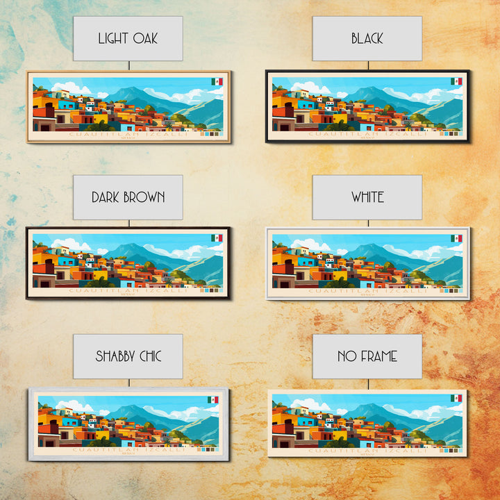 Cuautitlan Izcalli, Mexico Panoramic Travel Poster Canvas Print, Cuautitlan Izcalli, Mexico Painting, Mexico Art, Cuautitlan Izcalli Panoramic Travel Art, Travel Painting