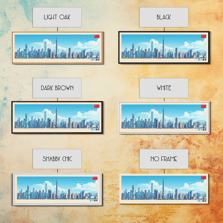 Guangzhou, China Panoramic Travel Poster Canvas Print, Guangzhou, China Painting, China Art, Guangzhou Travel Art, Guest Room Painting