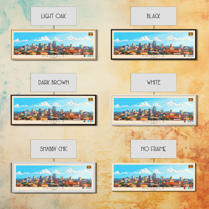 Kampala, Uganda Panoramic Travel Poster Canvas Print, Kampala, Uganda Painting, Uganda Art, Kampala Travel Art, Living Room Painting