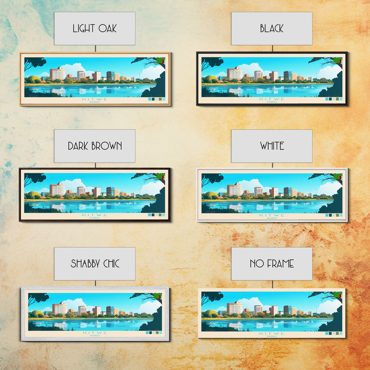 Kitwe, Zambia Panoramic Travel Poster Canvas Print, Kitwe, Zambia Painting, Zambia Art, Kitwe Panoramic Travel Art, Travel Painting