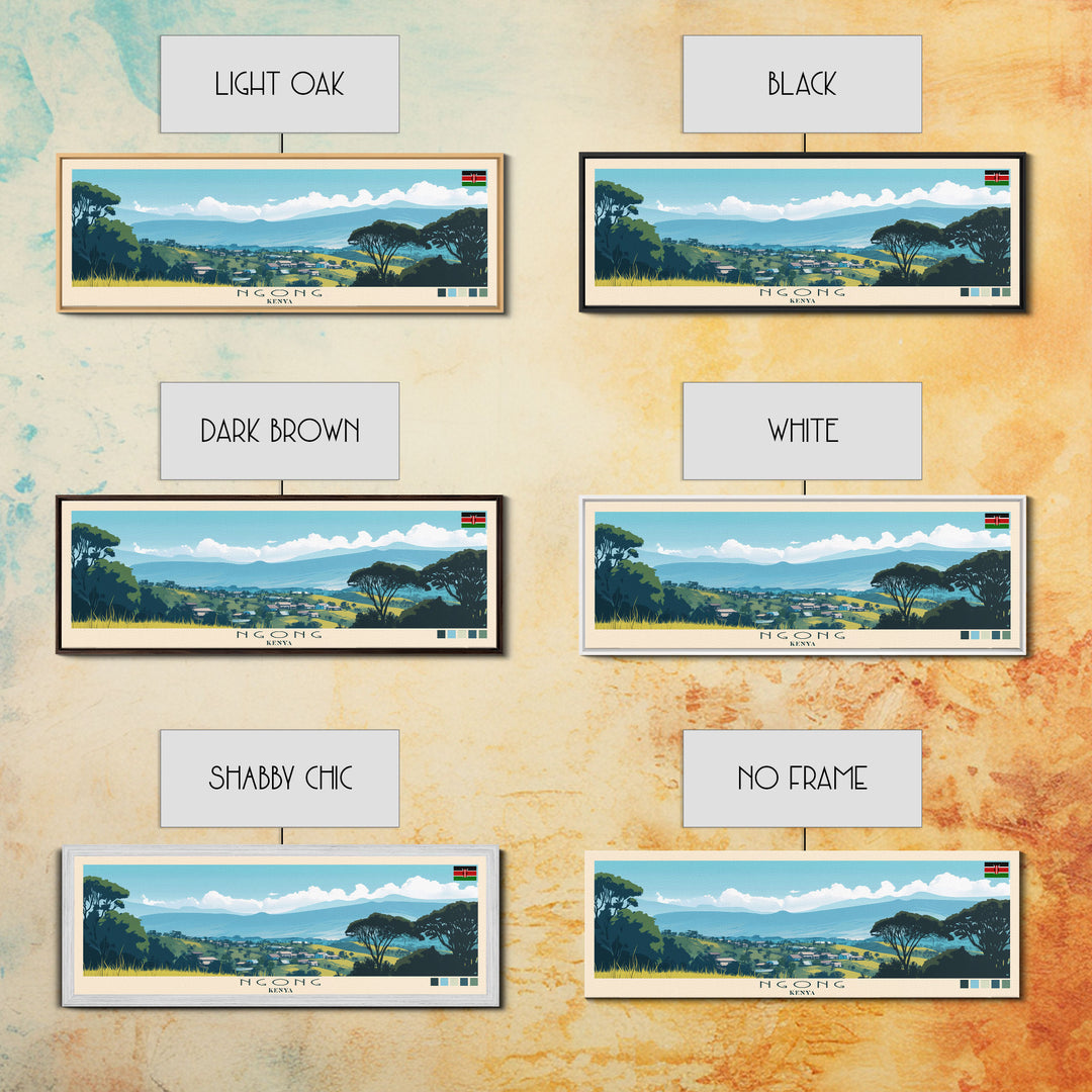 Ngong, Kenya Panoramic Travel Poster Canvas Print, Ngong, Kenya Painting, Kenya Art, Ngong Panoramic Travel Art, Travel Painting