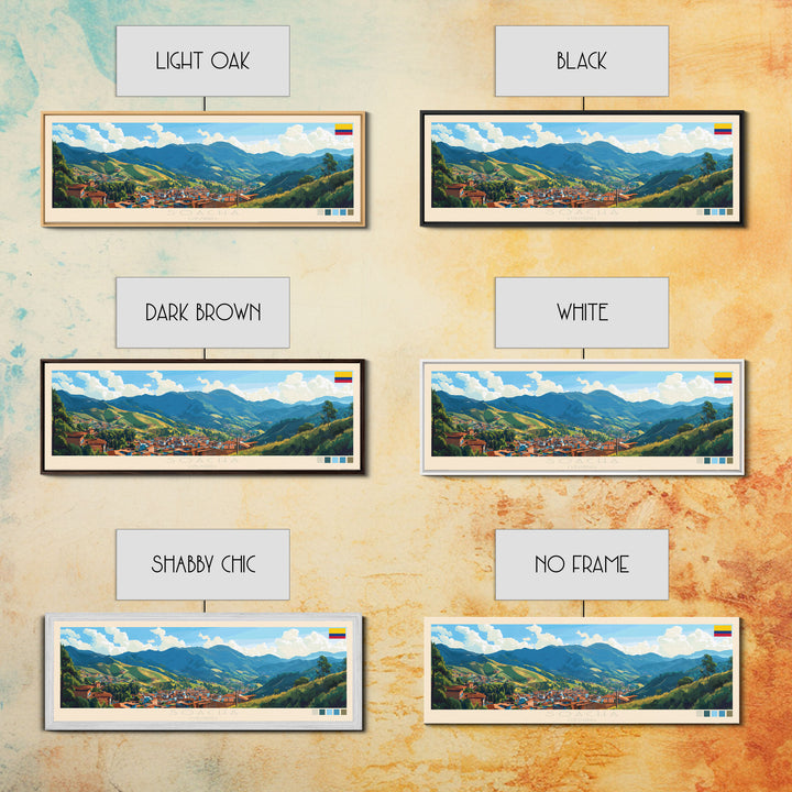 Soacha, Colombia Panoramic Travel Poster Canvas Print, Soacha, Colombia Painting, Colombia Art, Soacha Travel Art, Guest Room Painting