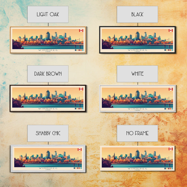 Winnipeg, Canada Panoramic Travel Poster Canvas Print, Winnipeg, Canada Painting, Canada Art, Winnipeg Travel Art, Guest Room Painting