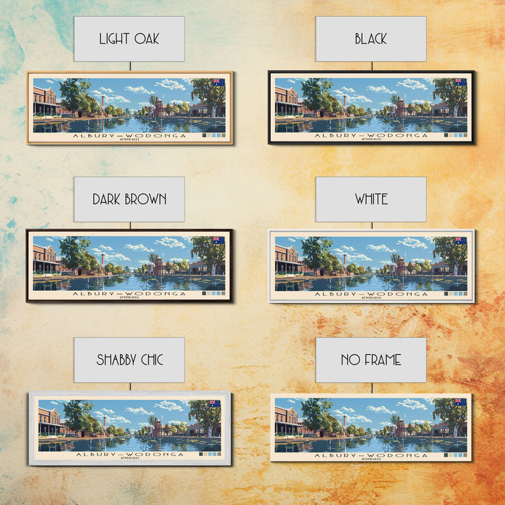Albury–Wodonga, Australia Panoramic Canvas Print, Albury–Wodonga, Australia Painting, Australia Art, Albury–Wodonga Travel Poster, Travel Art, Housewarming Gift