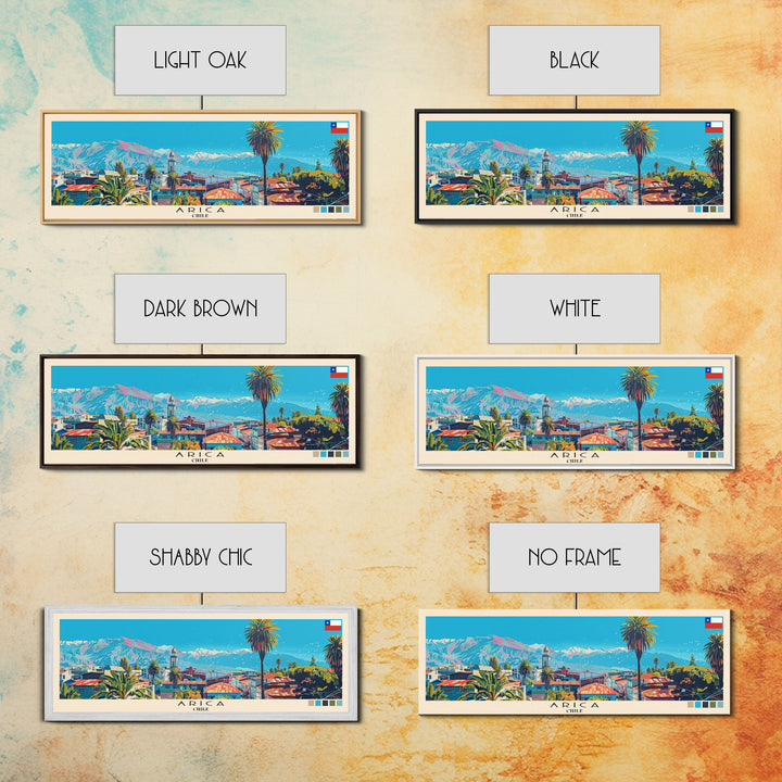 Arica, Chile Panoramic Canvas Print, Arica, Chile Painting, Chile Art, Arica Travel Poster, Travel Art, Guest Room Painting