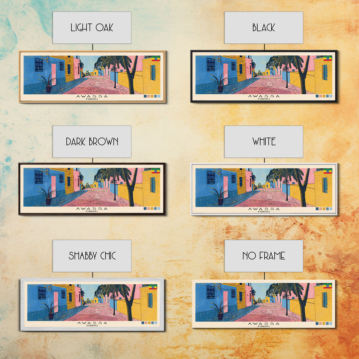 Awassa, Ethiopia Panoramic Canvas Print, Awassa, Ethiopia Painting, Ethiopia Art, Awassa Travel Poster, Travel Art, Living Room Painting