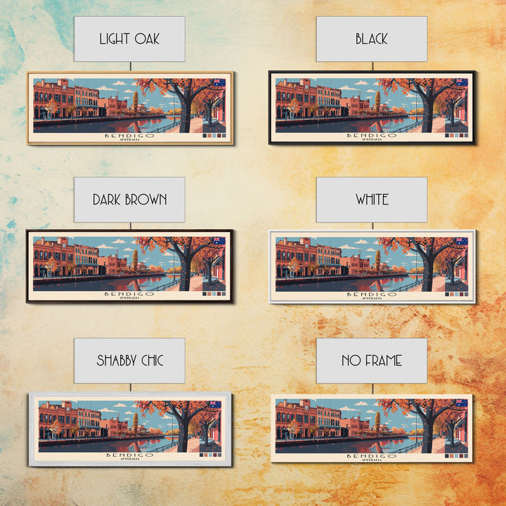 Bendigo, Australia Panoramic Canvas Print, Bendigo, Australia Painting, Australia Art, Bendigo Travel Poster, Travel Art, Guest Room Painting