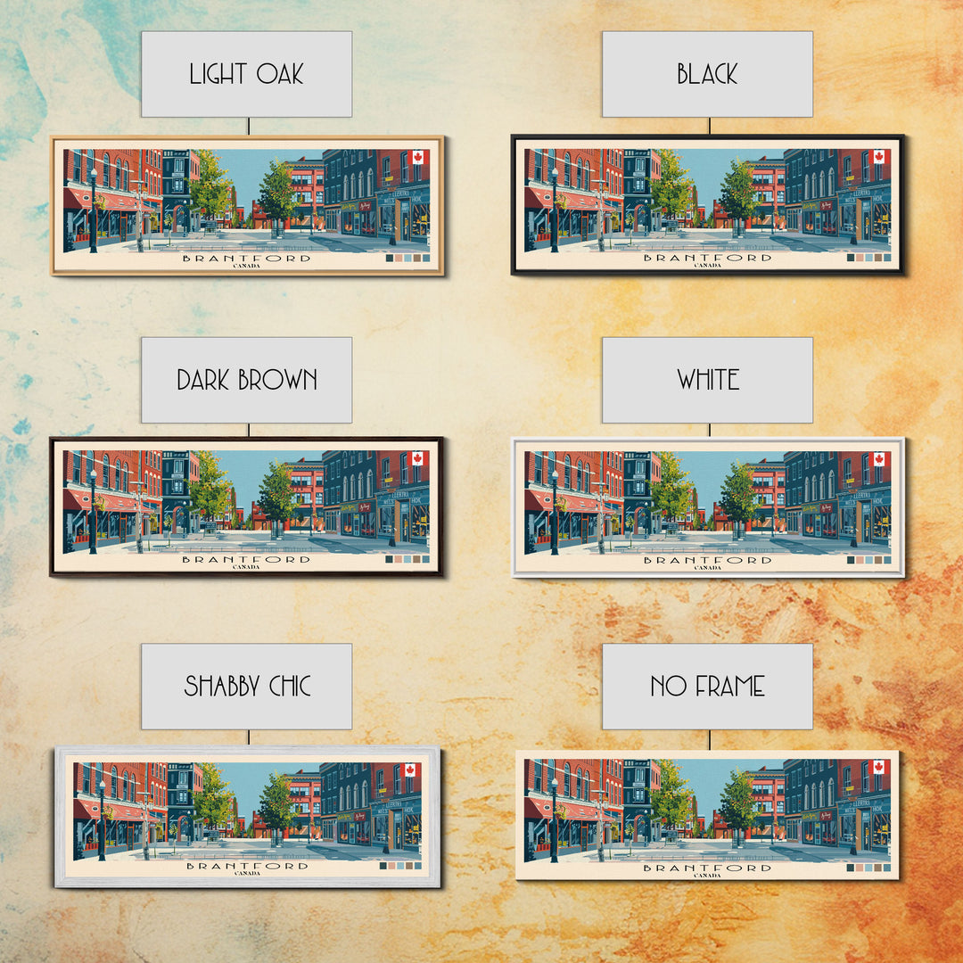 Brantford, Canada Panoramic Canvas Print, Brantford, Canada Painting, Canada Art, Brantford Travel Poster, Travel Art, Living Room Painting