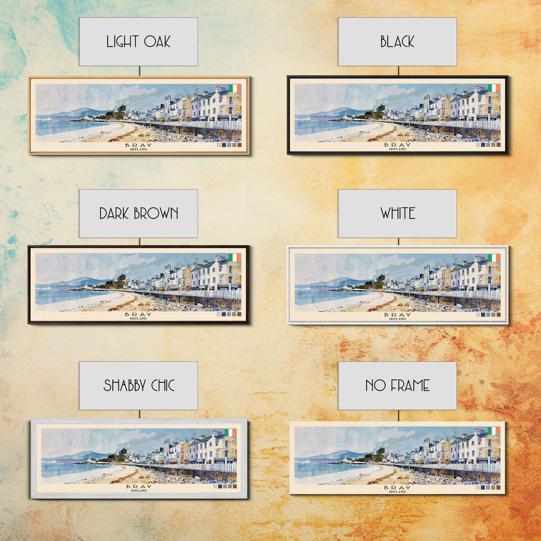 Bray, Ireland Panoramic Canvas Print, Bray, Ireland Painting, Ireland Art, Bray Travel Poster, Travel Art, Guest Room Painting